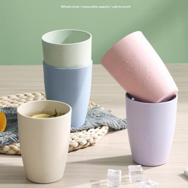 12 STK Hvetestråkopp Plast Munnskyll Vannkopp Pussekopp Pink 6pcs