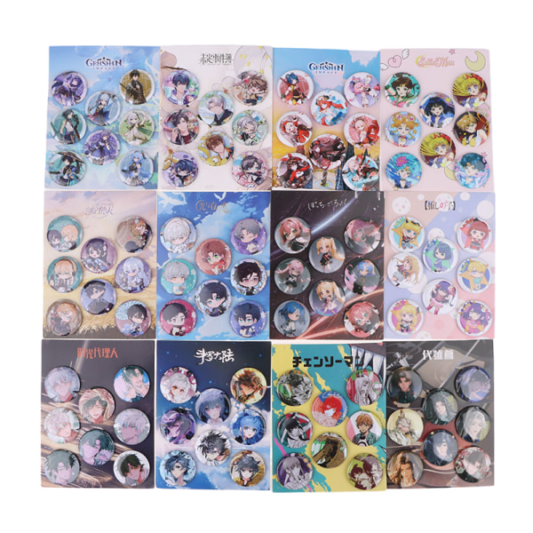 8 st/ set Anime Tinning Ryggsäck Badge Souvenirkläder Present F 02