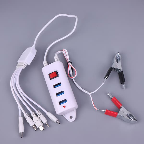 3USB Clip med afbryderoplader Mobiltelefonoplader USB-interface White