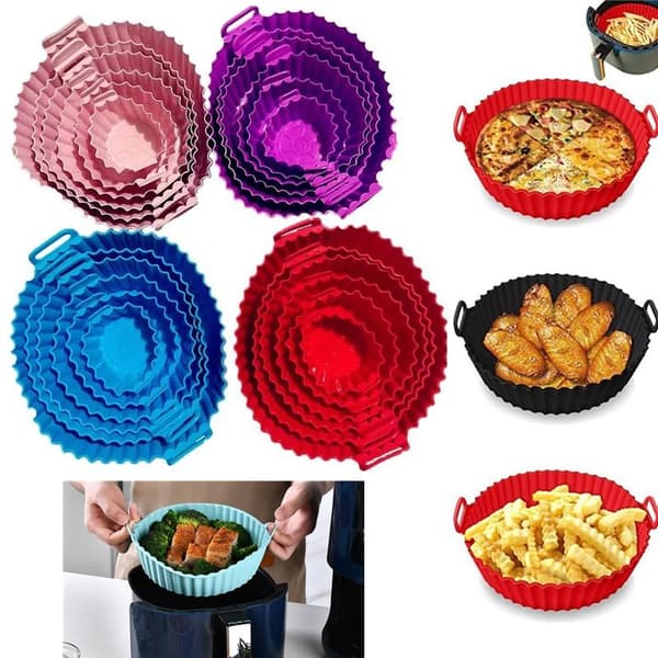 Silikonfoder Fyrkantig Air Fryer Non-stick Återanvändbar Silikonba Black