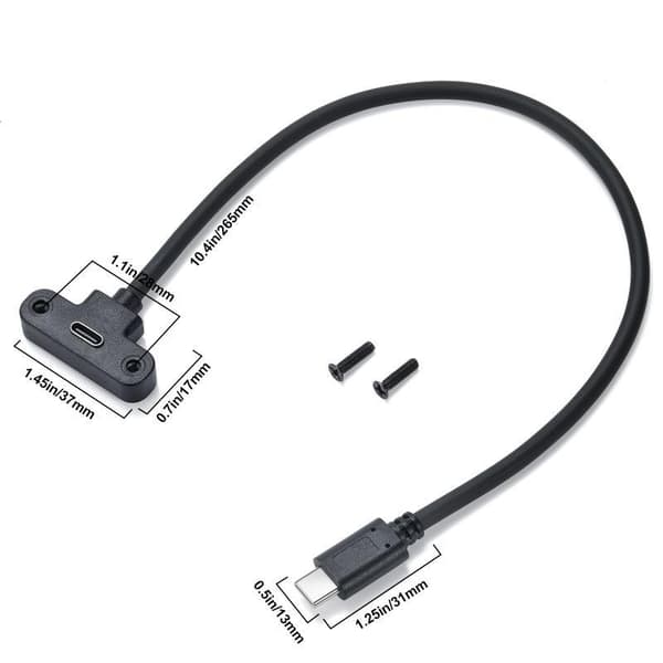 652F Rask og data USB C-forlengelseskabel med panelmontering hann