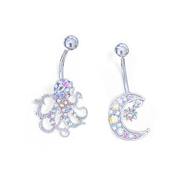 Zircon Starmoon Octopus Belly Navel Piercings Sexy Belly Ring B A2