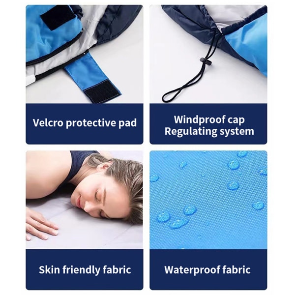 Camping-makuupussi Ultrakevyt vedenpitävä kauden lämmin reppu Dark blue 1.35G