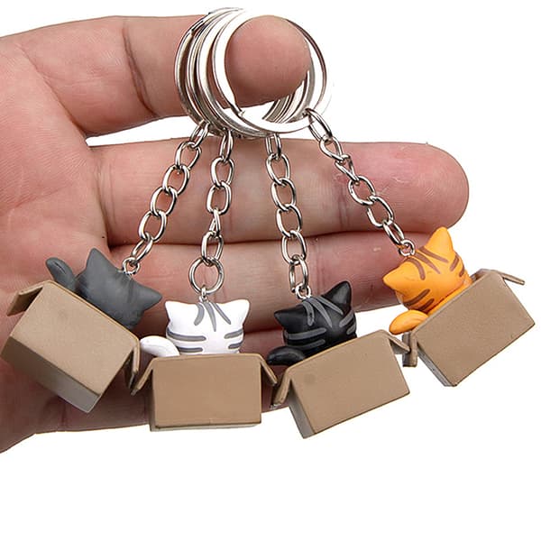 Creative e Little Cat Box avaimenperä naisille Miesten avaimenperälaukku C Black