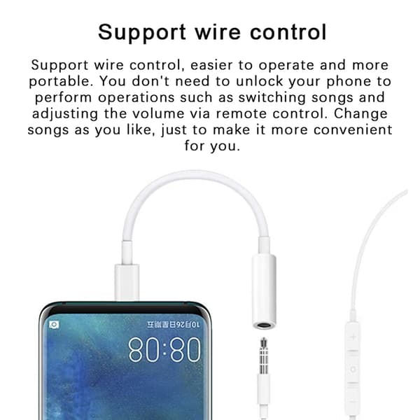 Type C til 3,5 mm Aux-adapter Type-c 3,5-stik o Kabel-hovedtelefon C White