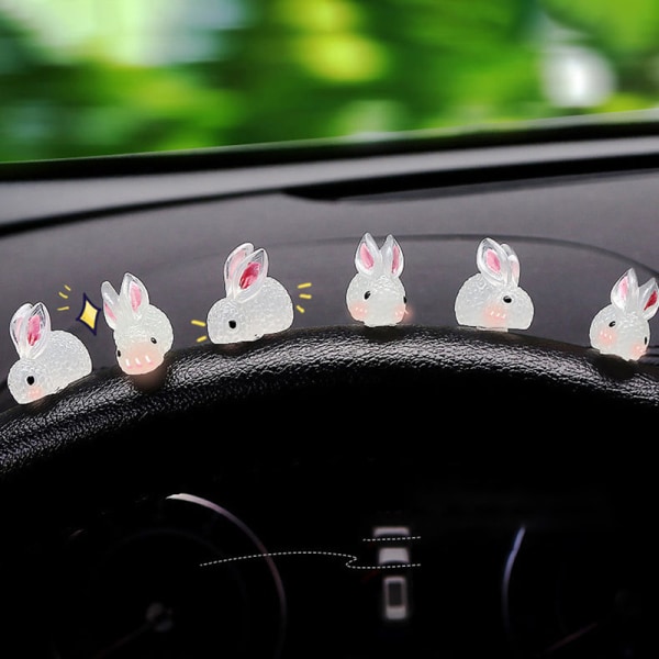 4kpl Luminous Bunny Figurine Car Ornaments Itseliimautuva auto De A