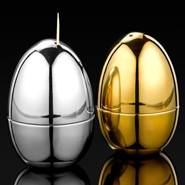 Eggformet tannpirkerholder i 304 rustfritt stål Gold