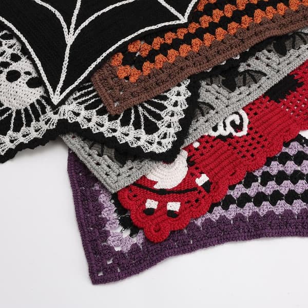 Stickad bomull Halloween fladdermushuvudscarf hatt triangelscarf dödskalle A3