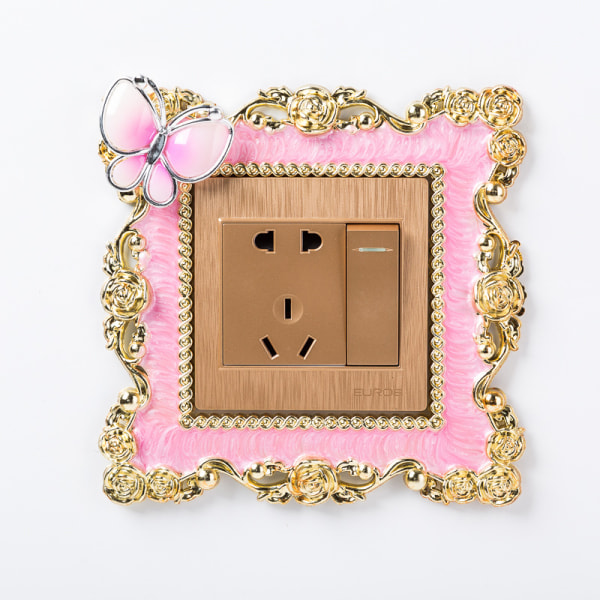 Gold Edge Butterfly Switch Tarrat Surround Socket Square Home Pink