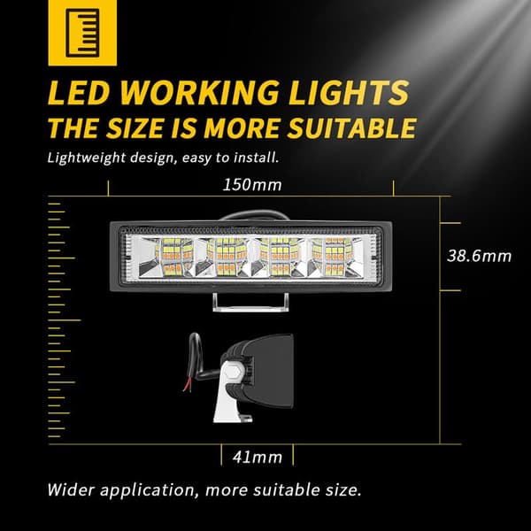 1PC 72W Bil Arbejdslys LED Bar 4x4 24 LED Arbejdslys Bar Offroad 2