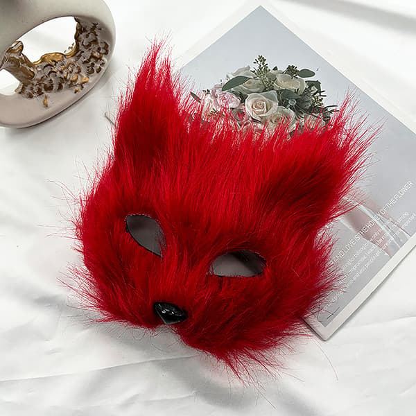 1 st rävmask lurvig halv ansikte simulerad djur kattmask Hallowee White
