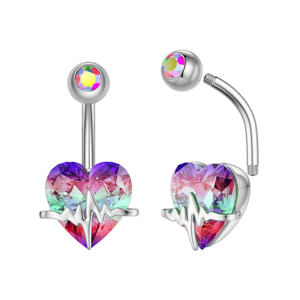 Kirurgisk stål Crystal Belly Button Rings Zircon Heart Navel Pi D