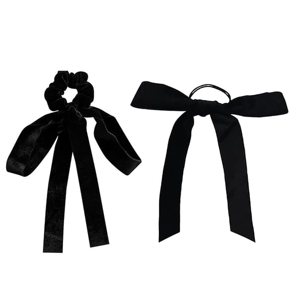 Fashion Black Velvet Bow hårbånd Scrunchie til kvinder pige E A