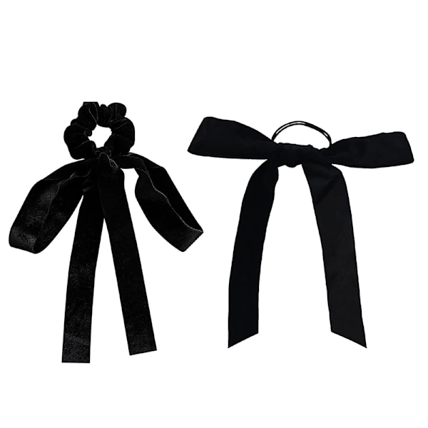 Mote svart fløyels sløyfe hårbånd Scrunchie for kvinner jente E A