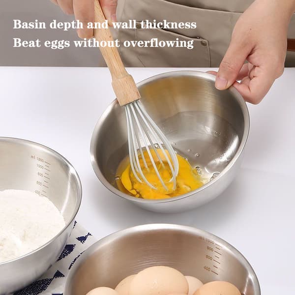 1 stk. skålsett i rustfritt stål med vekt for matlaging, baking, oppbevaring 19cm