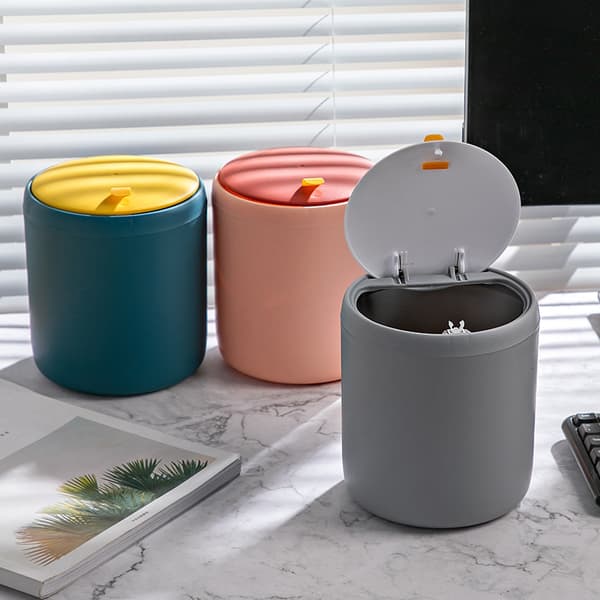 Mini papperskorg Desktop Kontorspapperskorg Plast Organizer Sun Gray