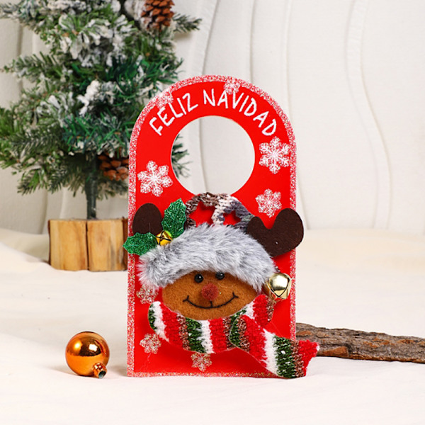 Christmas Wood Board Door Hanging Santa Claus Snowman Elk Merry A3