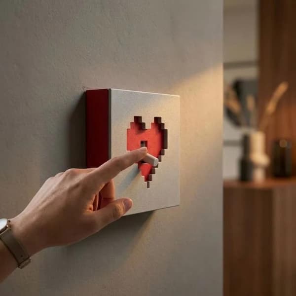 Piksel Hjerte Lysbryterdeksel 3D Veggbryterpanel Dekor Beskyttelse