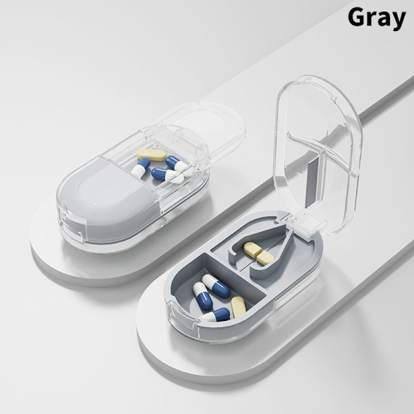 2 I 1 Piller Medicin Knuser Kværn Kværn Splitter Mini Gray