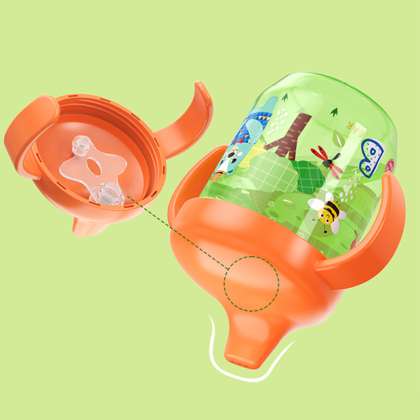 Baby Learning Drinking Cup med Handtag Flip Läcksäker vattenbot Green