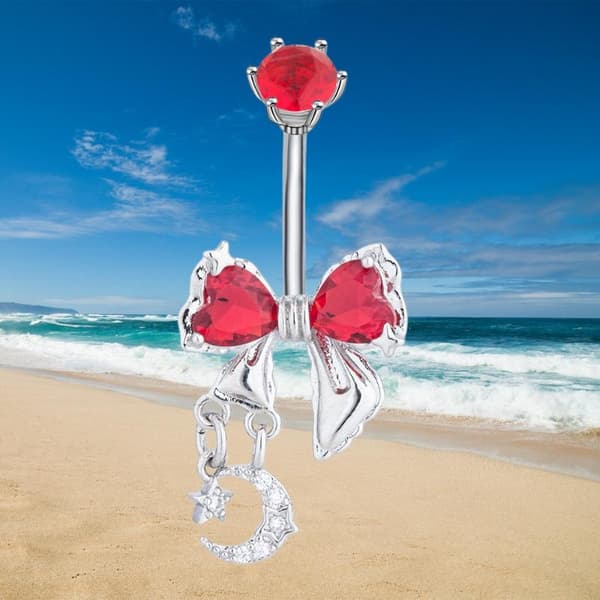Sløyfe Stjerner Måne Dingle Navlepiercinger Rustfritt Stål Krystall B
