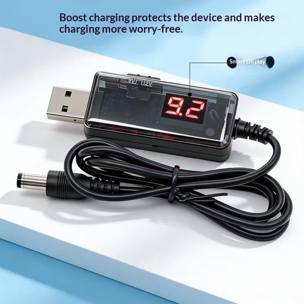 USB Boost Converter DC 5V til 9V 12V Step Up Converter Kabel 3.5