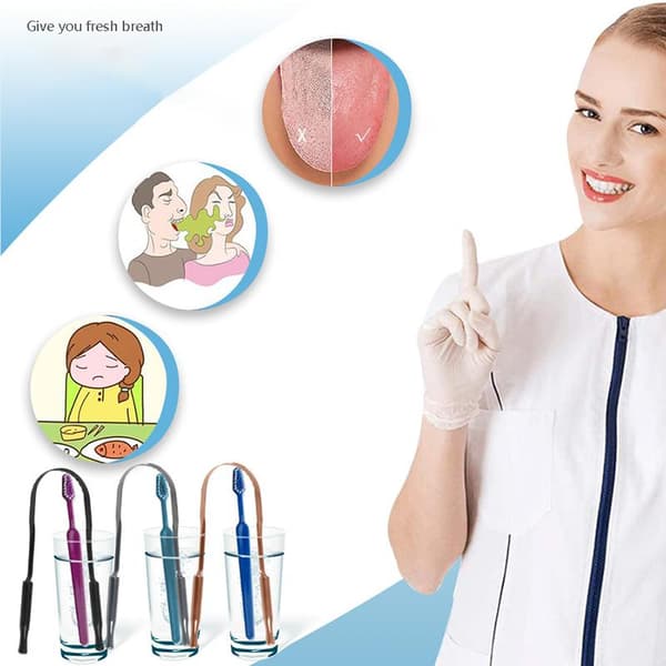 Tannet tunge renser skraper munnhygiene munn rustfritt Rose Gold A