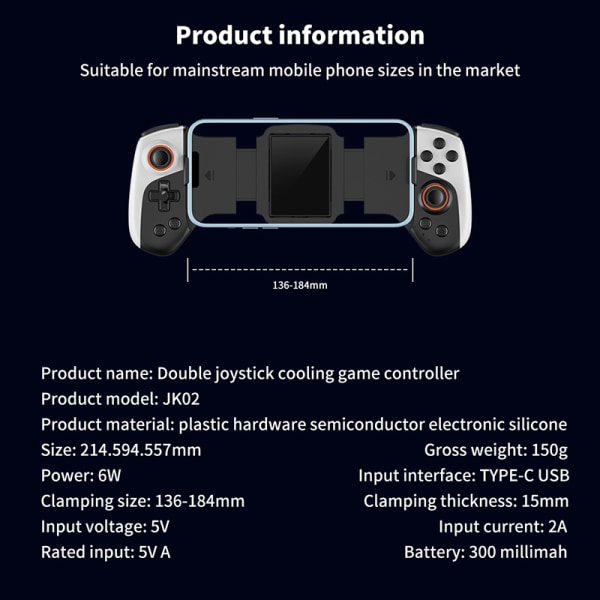 Mobiltelefon Gamepad-kontroller Semiconductor Radiator Game Coo