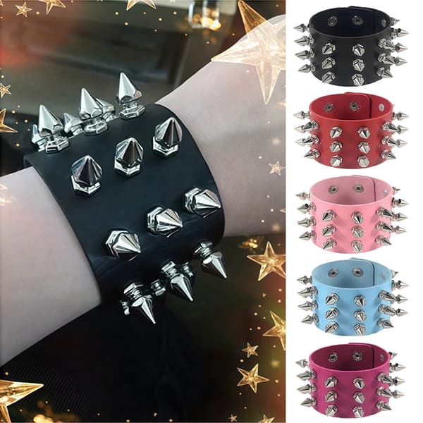 PU Nittearmbånd Punk Spike Nitter Manchet Armbånd Retro Rock A4