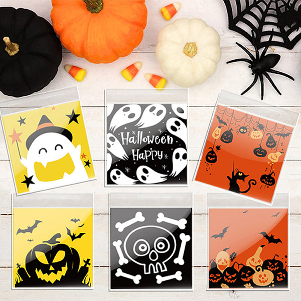 100 stk Halloween godteripose gavepose kjeksposer snacks plast A7