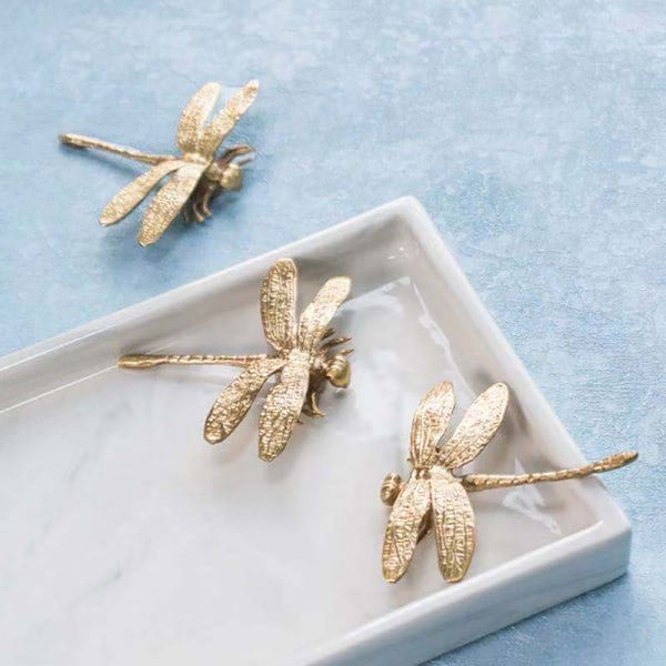 Messing Dragonfly Håndtak Enkelt Nordisk Skap Gull Ren Kobber D
