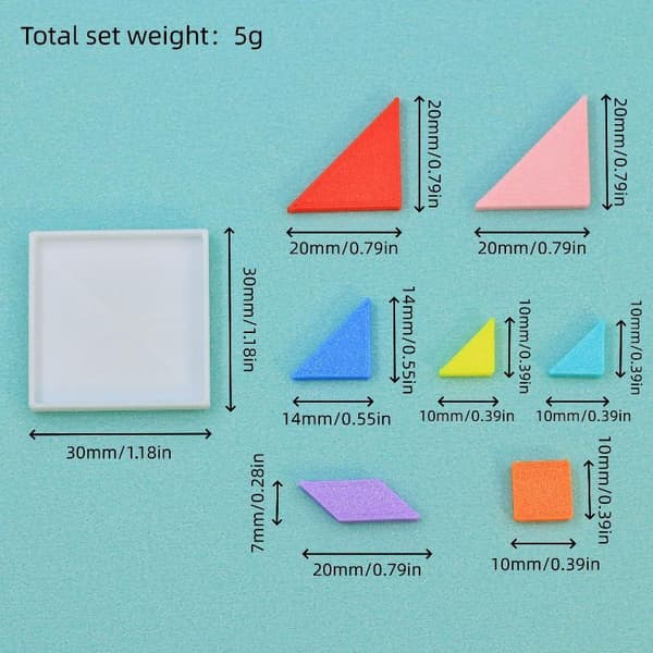 Nukkekodin mini-tangram-palapelisetti, simuloitu värikäs rakennelma