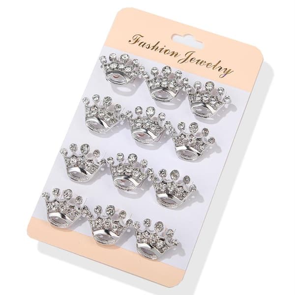 12 st Mini Rhinestone Crown Brosch Liten Kristallslagstift Bröllop A1