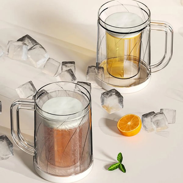 Dubbelväggig fryskopp Glas Kaffekopp Isolerad kopp Kylskåp 1PC