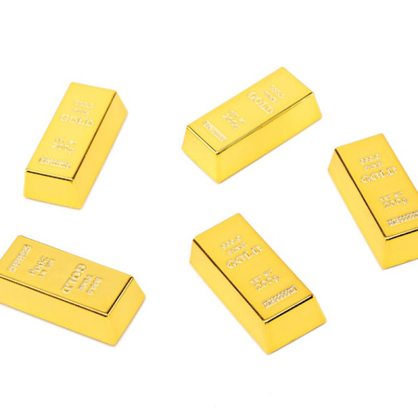 Plast Gull Bullion Simulert Gylden Murstein Glitrende Gull B