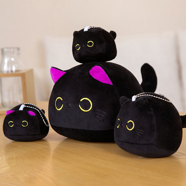 Kawaii Giant Black Cat Formed Mjuka plyschkuddar Doll Lovely Ca A