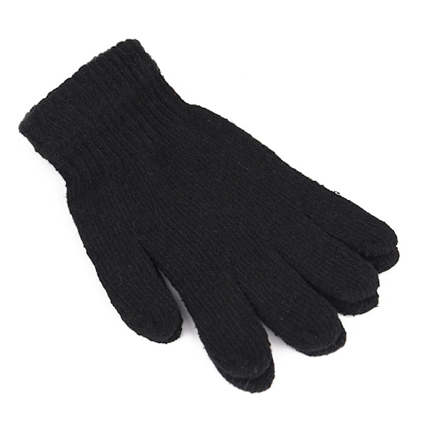 1 Par Svarta All-Finger handskar för kvinnor och män Ull stickad handled