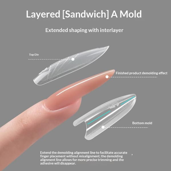 280 st Crystal Armor Model Nail Sandwich Dual Nail Forms Extens 28