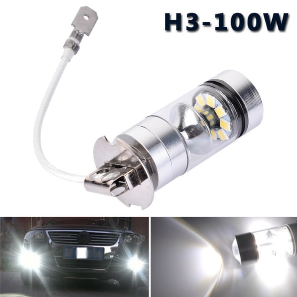 2 STK 100W hvid LED H3 High Power 2828 biltågepære