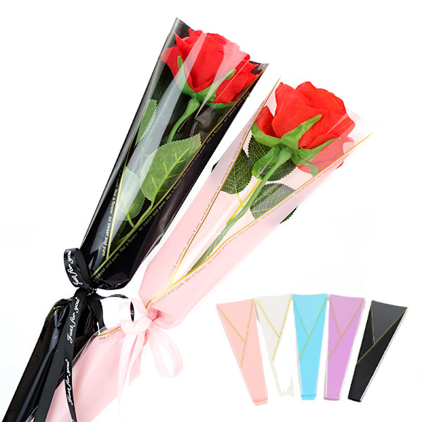 50 st Enskilda Rosärmar Blomsterförpackningspåse Bukettförpackning Pink