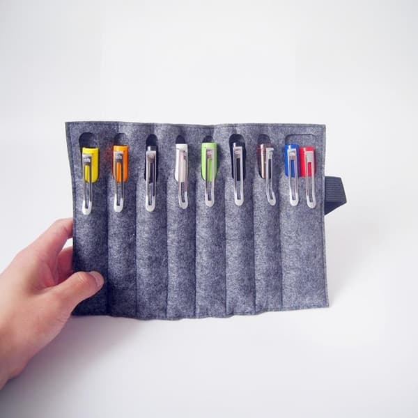11 kynän kapasiteetin huopainen rullattava kynäverho Light gray