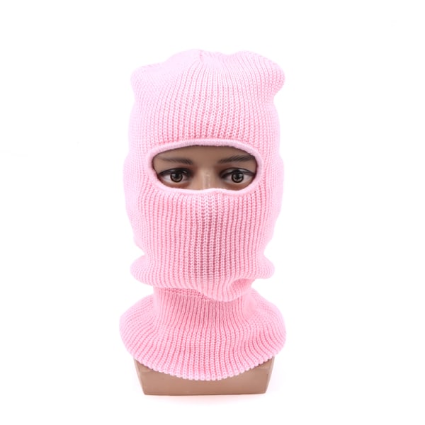 Ski Mask -hattu ulkopyöräilyyn kuulonsuojaushattu Miesten neulottu hattu Pink