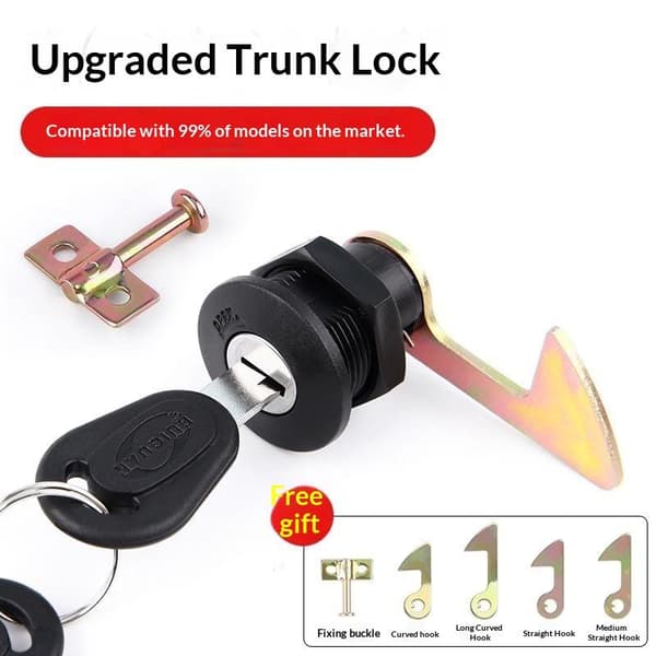 1 set (1 lås + 2 nycklar + 4 metallkrokar) Elbil Scooter Baklåda A1