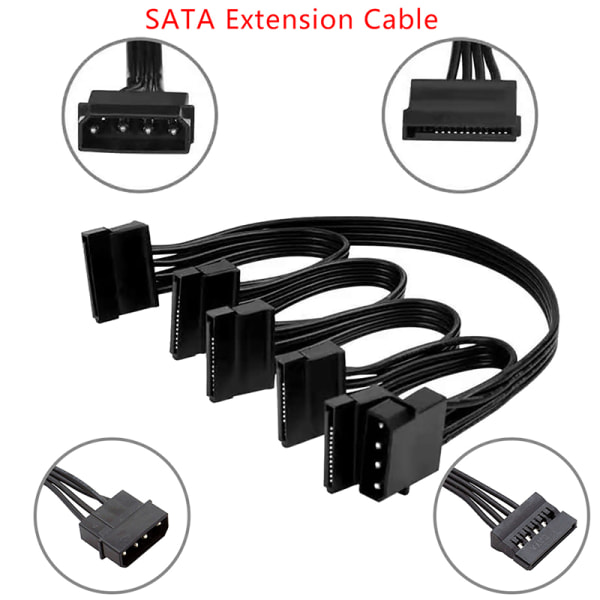 4Pin 1 hann til 3/4/5/6 kvinnelig splitter SATA Power Extension Har 2(1 to 4 way)