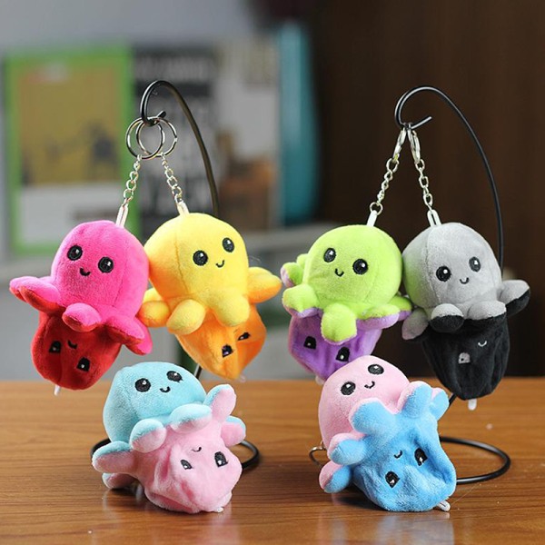 Mini Octopus e Plush Doll Reverse Toy Keychain Kawaii Fluffy St A5