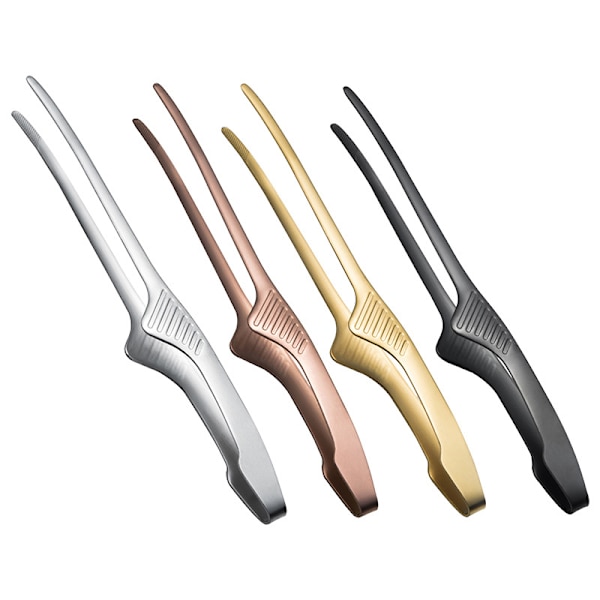 BBQ Tang Grill Clips Rustfrit stål Madlavning Grillning Stea Black