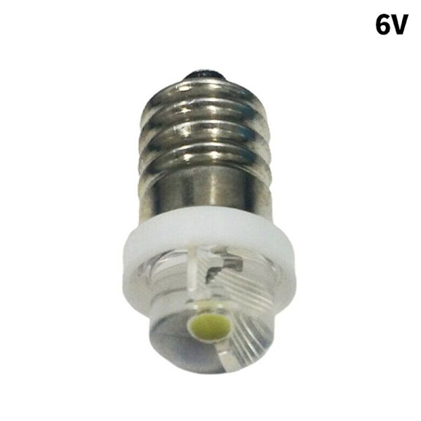 3/4,5/6V 0,5W lommelyktpære 6000K hvit LED E10-sokkel 6V