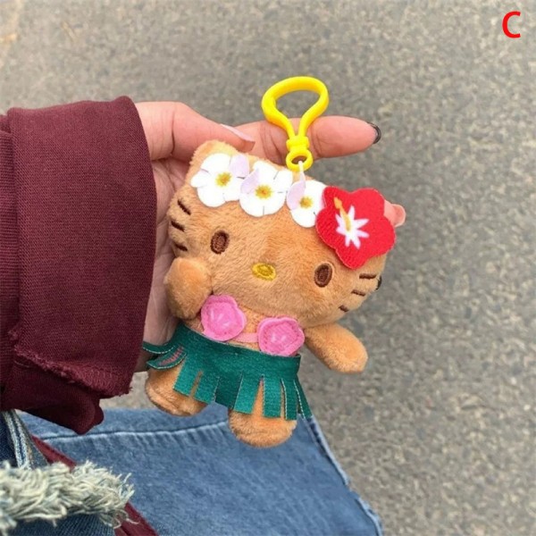 Kawaii Plush Toys nøkkelring og Hawaiian Swim Ring nøkkelring Backpa C