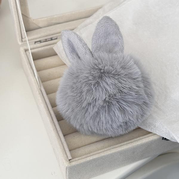 Kawaii Ears Pompom nøkkelring myk fluffy pels Nøkkelringveske P Gray