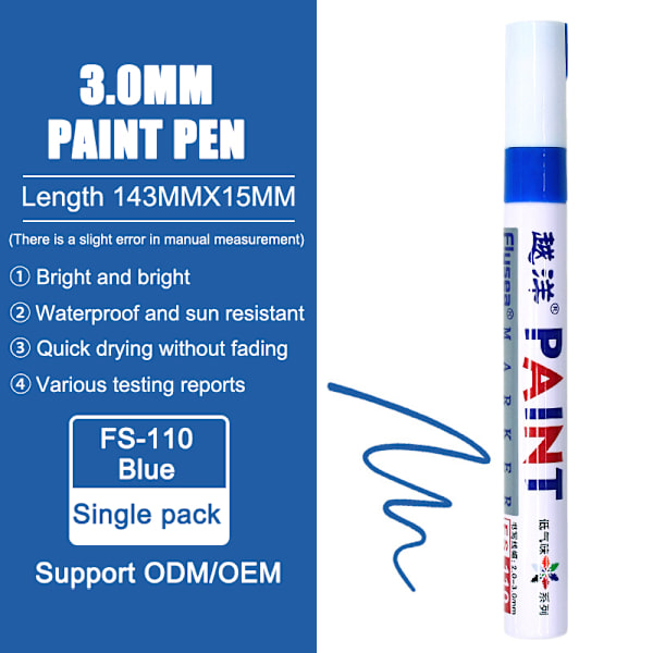 12 Färg Vit Vattentät gummi Permanent Paint Marker Pen Bil E